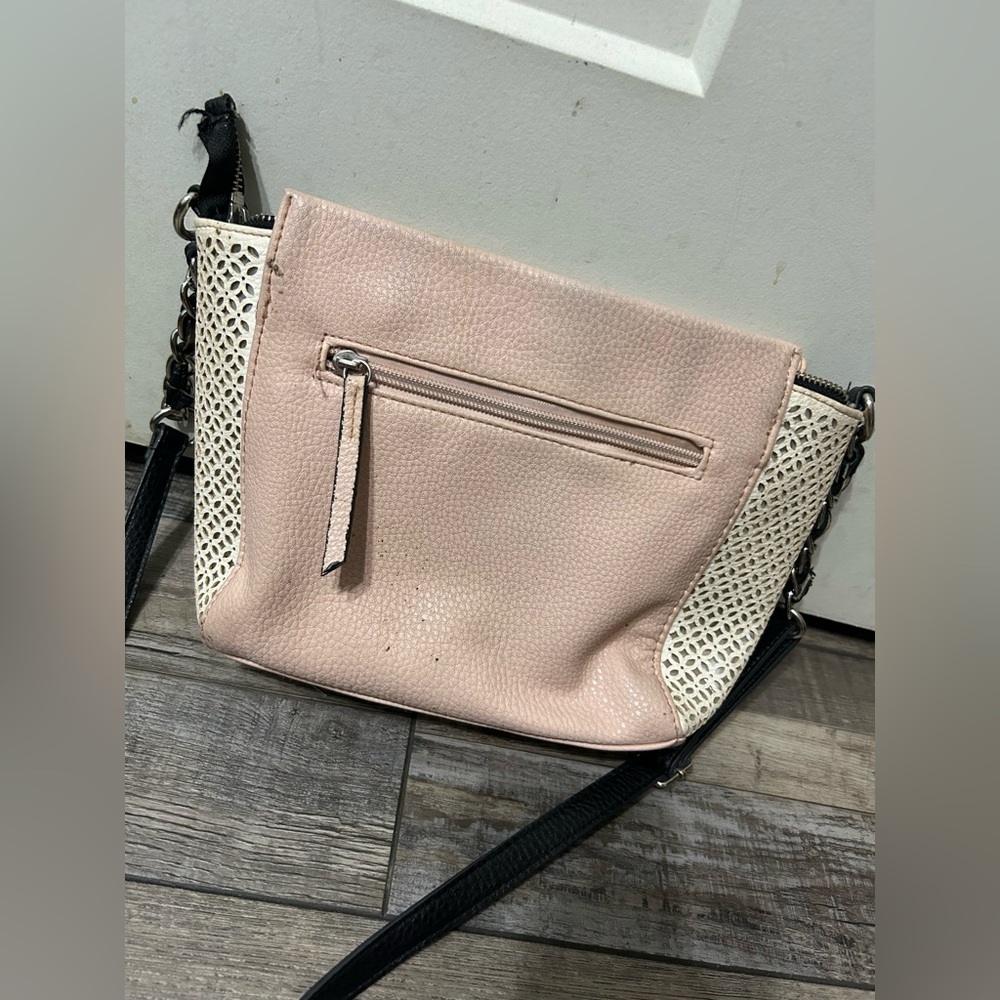 Jessica Simpson Pink, silver, Ivory & Black Crossbody Bag purse - Picture 4 of 8